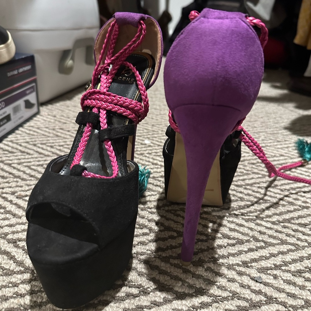 Black and Purple Platform Heels